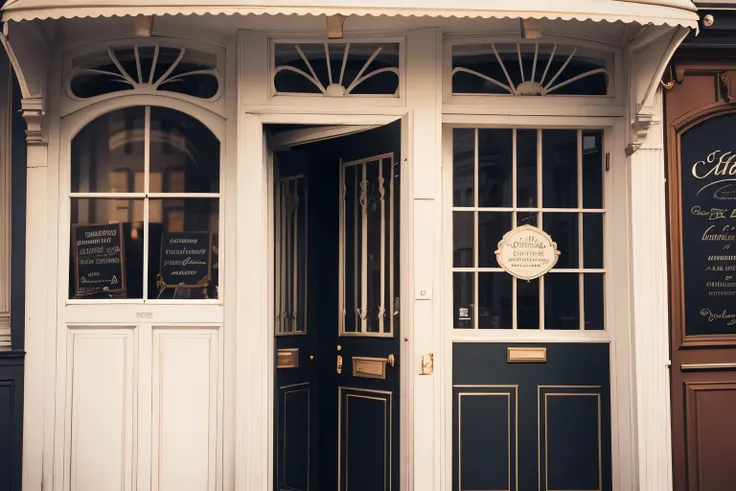 Caffe and Bar Paris, France, coffe shop, two doors, white doors, white door color, vintage