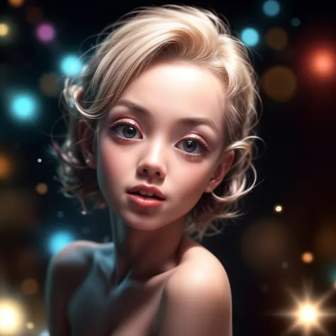 NSFW, 8k, High-level, absurd, masterpiece, best quality, primitive, very detailed CG, very detailed wallpaper, perfect lighting, Extremely detailed (((The personifying "Marilyn Monroe" as a TinyGirl))), MysticSight, Tyndall effect, Tyndall scattering, (Stu...