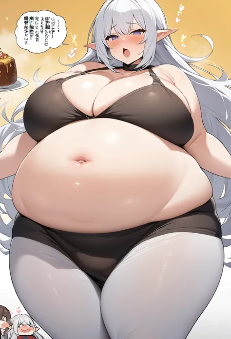 Fat huge obese size belly obese sssbbw food big eater struggling appearance perfect、I am an elf with silver-white hair. I have one female.、I have a huge xxxxl size belly&#39;eat, belly Because it is so big&#39;Not working, Chubby, ふくよかでChubby, Because it i...