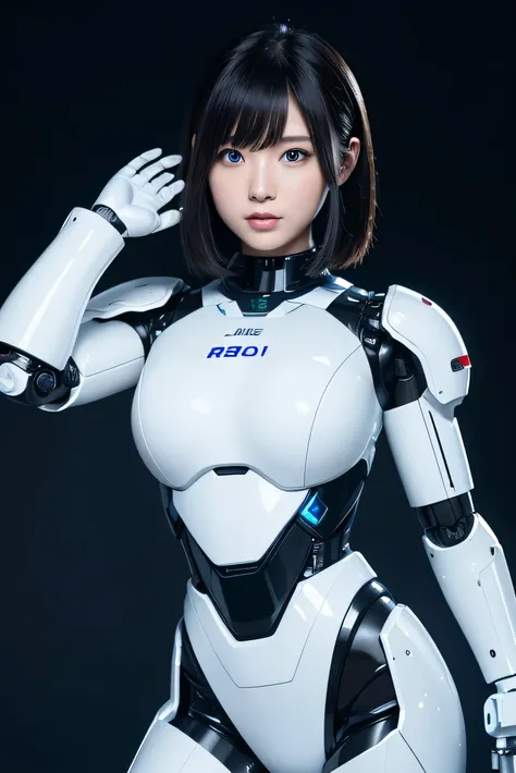 masterpiece, best quality, extremely detailed,8k portrait,Japaese android girl,Plump , control panels,android,Droid,Mechanical Hand, Robot arms and legs, Black hair,Blunt bangs,perfect robot girl,long tube,thick cable connected her neck,android,robot,human...