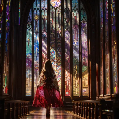 Red carpet (Cathedral from below:1.28) VolumetricLighting (FullBody ZoomedOut:1.28 Wide-shot) ZoomLayer (BokeH:1.32), TopQuality 8K masterpiece of ((Professional photo)), (((Clarisse de Cagliostro))) (Detailed Delicate White Dresses), Chain, Extremely deta...