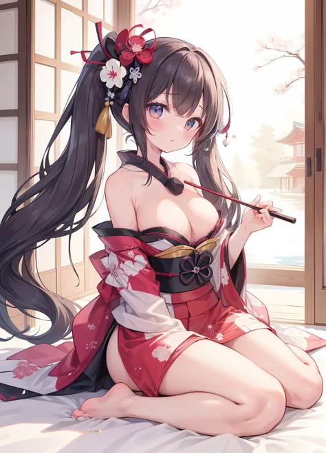 (masterpiece、Highest quality、Highest quality、Official Art、Beautiful and beautiful:1.2)、(One girl:1.3)Hatsune Miku、Twin tails,Beautiful breasts, Katsushika Hokusai,Wait for the sexy warrior, Pretty face, Delicious company, A captivating sight, Wearing a sex...