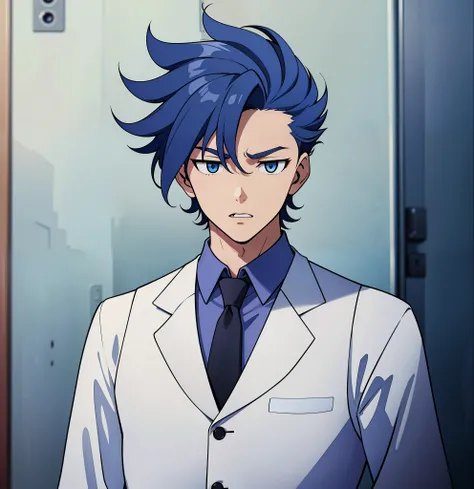 anime boy, mouth open, mouth agape, yawn, mouth wide open, holding glass, dark blue hair, blue eyes, red waistcoat, white shirt (beautiful and aesthetic:1. 5), thick black lineart, clean lineart, perfect lineart, moody lighting, gritty, intense, sharp line...