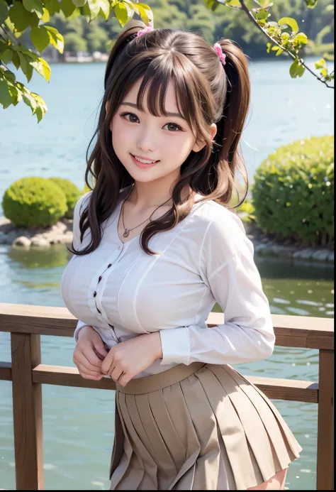 (Highest quality,masterpiece:1.3,Ultra-high resolution),(Very detailed、Caustics) (Realistic:1.4, RAW shooting、)Ultra-Realistic Capture、Very detailed、Natural skin texture、masterpiece、(A Japanese elementary school girl wearing a blouse and pleated skirt:1.3)...