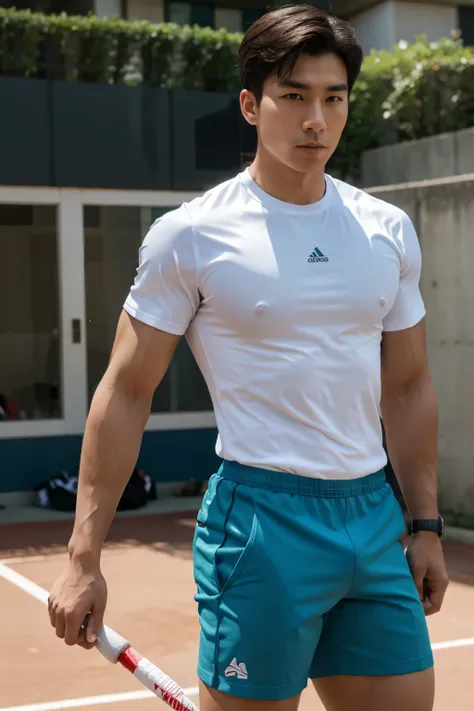 Korean fit guy muscular tenis uniform