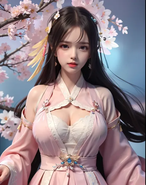 (8k, RAW photo:1.2), best quality, ultra high res,dramatic angle,(fluttered detailed color splashs), (illustration),(((1 girl))),(long hair),(rain:0.9), (Headdress:1.4),There is an ancient palace beside the girl,Hanfu,(Key Points),Color ink painting,(Splas...