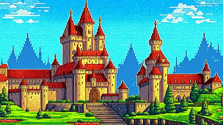 background, werdenburg - main kingdom, large castle with high towers, wide streets and lush gardens,  style game of thrones and ...