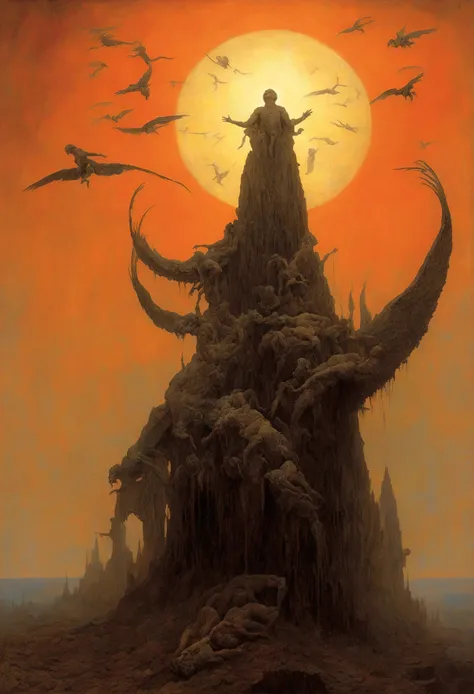 Mythical creatures, author:Zdzislaw Beksiński、Angels and Demons