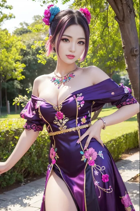 (masterpiece:1.4), (best quality:1.4), ultra high res, ultra high resolution, ((detailed facial features)), HDR, (realistic, photorealistic, photo-realistic:1.37), full body Esbian, sexy Thai model, (-anime), only 1 model, vivid colors, ((vivid colors mult...