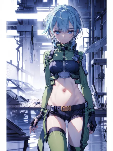 yuffiekisaragi, Yuffie Kisaragi,Haircuts, pixie cut,
壊す crop top, fingerless gloves, fishnet Thighhighs, fishnet, forehead protector, gloves, head band, belly button, short shorts, shorts, single sleeve, single thigh high, No sleeve, No sleeve turtleneck, ...