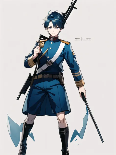 Anime boy cool cute skin white soldier and weapon gun