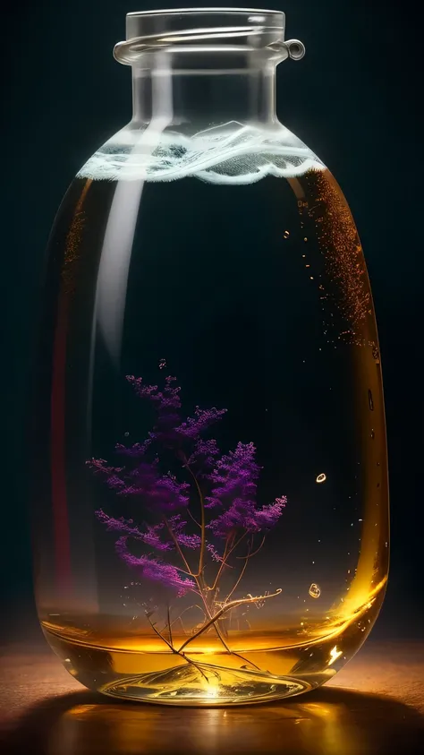 Skyscraper in a bottle、Growing from a bottle、Real、Refraction of atmospheric light、Photo by Lee Jeffries、Nikon D850 Film Stock Photos 4 Kodak Portra 400 Camera F1.6 shots、Rich colors、超RealでRealな質感、Dramatic lighting、artstation cinestill 800 でトレンドのアンReal エンジン...