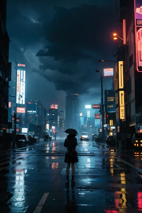 rainstorm，City，Cyberpunk