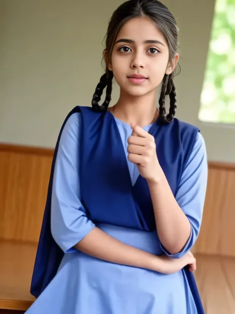Raw photo , 1 girl ,Wearing salwar kameez uniform, high school girl, with plait ,studying in the classroom , professional photographer, (hdr:1.4), masterpiece, ultra-realistic 8k, perfect artwork, intrincate details, cute face, award winning photograph,...