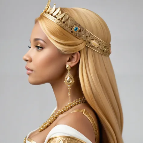 egyptian princess with golden hair from the side