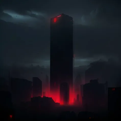 a dark city with a red light shining on it, artem demura beeple, 3 d render beeple, 4 k vertical wallpaper, 4k vertical wallpaper, by Beeple, recusion beeple, 8k vertical wallpaper, 8 k vertical wallpaper, beeple rendering, cinematic beeple, beeple!! сдела...