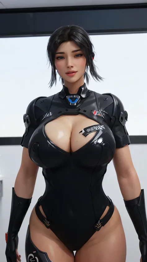 Solo, Stand Up Straight, Physically-based Rendering, Unreal Engine 5 Render, Jealous, (look Half Body:1.5), ((muscle And Bbw Body Type:1.4)), beautifull Breasts,((cleavage, low cut, open chest & Gigantic fake Breasts:1.5)), (expose 11 line Abs:1.4), (Huge ...