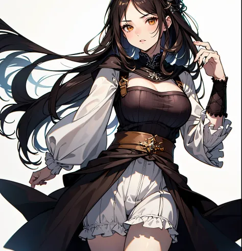 (Highest quality, masterpiece, Very detailedな, Very detailed, Exquisite, 16K,Full HD),(White Background:1.7),、Big Breasts,No text,Upper Body,serana,Black Hair,１people