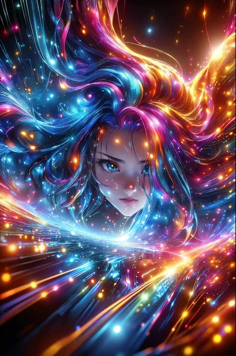 ((8k, Highest quality, masterpiece, Very detailed, Three-part method)), (((Light play, Shadow play))), ((Abstract background)), ((Provocative)), ((Glamour Photos)), ((Cinematic, Film Grain)), ((Anime Aesthetics)), ((Manga style)), ((Soft light passing thro...