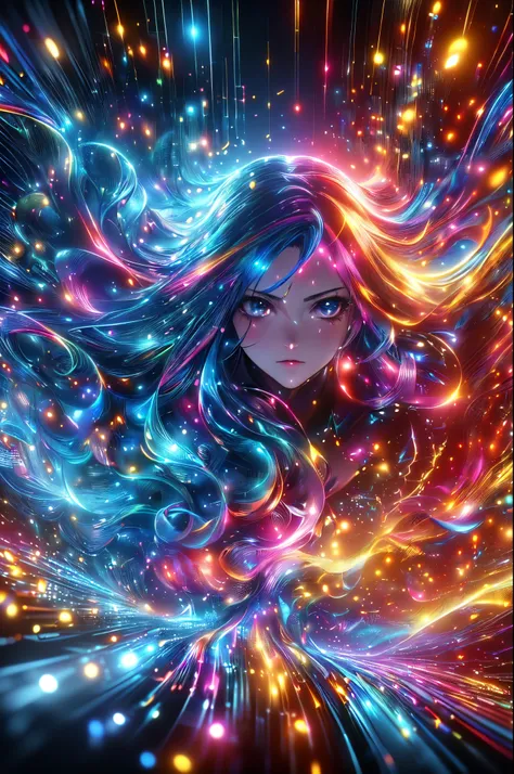 ((8k, Highest quality, masterpiece, Very detailed, Three-part method)), (((Light play, Shadow play))), ((Abstract background)), ((Provocative)), ((Glamour Photos)), ((Cinematic, Film Grain)), ((Anime Aesthetics)), ((Manga style)), ((Soft light passing thro...