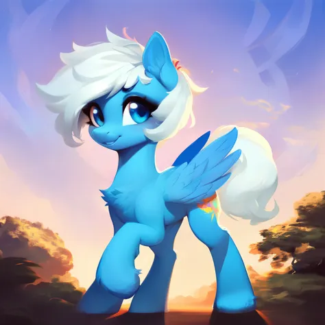 rating_safe, score_9, fluffy, feral pegasus pony,bad，round cute face,very (((lightblue body))), (((white short hair))) smooth an...