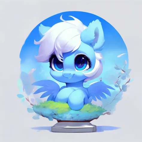 rating_safe, score_9, fluffy, feral pegasus pony,bad，round cute face,very (((lightblue body))), (((white short hair))) smooth an...