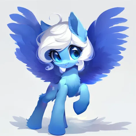 rating_safe, score_9, fluffy, feral pegasus pony,bad，round cute face,very (((lightblue body))), (((white short hair))) smooth an...