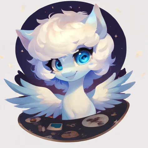 rating_safe, score_9, fluffy, feral pegasus pony,bad，round cute face,very (((lightblue body))), (((white short hair))) smooth an...