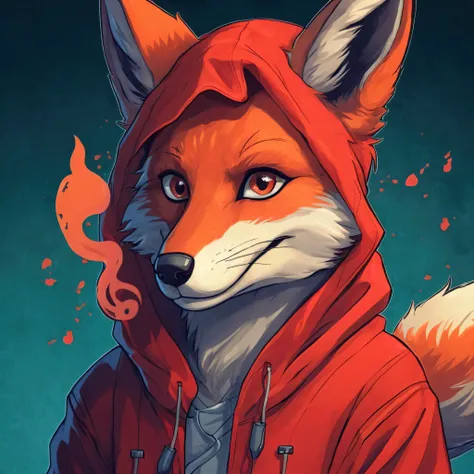 high quality, HD, High resolution. cheered up, zorro, red, hoodie, hoodie, hoodie, hoodie, hoodie, hoodie, hoodie, hoodie, hoodie, portrait of an anthro zorro, an anthro zorro, an anthropomorphic cyberpunk zorro, digital fox, anthropomorphic zorro, zorro, ...