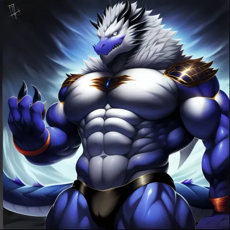 tmasterpiece，very best quality，A detailed，
Dragon Man，vast pecs，Ten-pack abs，Wide shoulders and narrow waist，（cameltoe，chest plate：1.1），