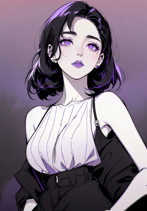 (best quality, sketch:1.2), dark monochrome background, anime,illustrator,anime,1 girl, detailed lips,sweater,custom, ( background dark),neon hair,textured cropping,Canadian, masterpiece, style retro classic, noir dark, art, sketch book, (bob hair purple:1...
