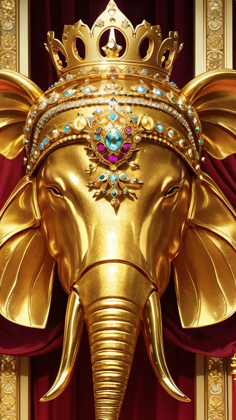 Noble golden elephant gorgeous crown