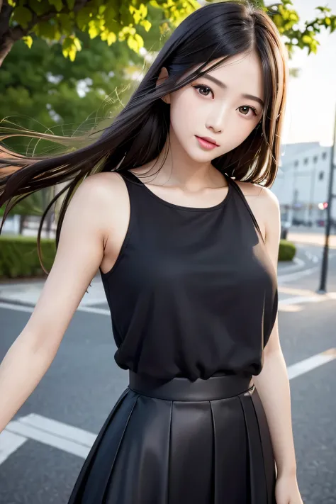 (In 8K, Raw photo:1.2)Detailed face and eyes,Best Quality, 超High resolution, Extremely detailed 、Fine details, High resolution, high quality、Perfect dynamic composition, Beautiful detailed eyes, Black Hair、long hair, Small breasts、Natural color lip、20 year...