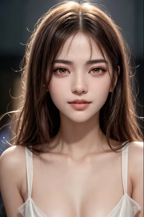 Very detailed, 21 years old, Innocent face, Naturally Wavy Hair, High resolution, masterpiece, 最high quality, Intricate details, Very detailed, Clear focus, Delicate skin, practical skin texture, texture, Delicate eyes, Professional, 4K, Cute Smile, Shot w...