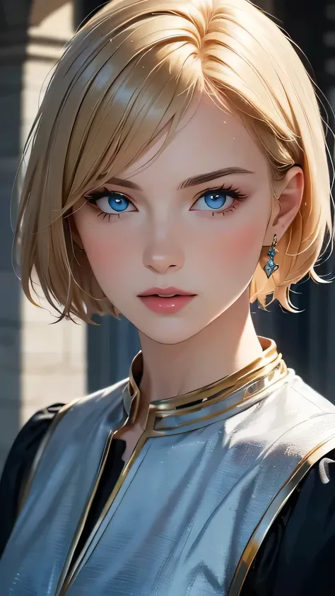 (highest quality,4k,8K,High resolution,masterpiece:1.2),Super detailed,realistic:1.37,portrait,blonde,blue eyes,white skin,medieval clothing,detailed facial features,beautiful lips,gorgeous eyes,A wonderful expression,retro style,soft lighting,Bright color...
