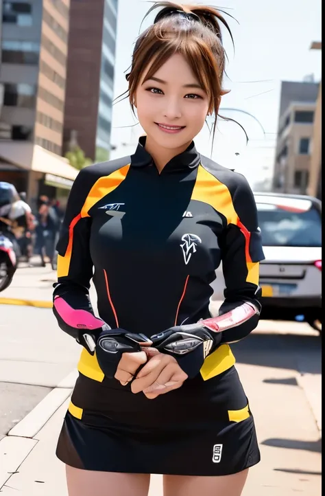 shining korean beauty with cybernetic arm,(transparent and revealing clothing:1.3, ),(cyber girl is、ride through a futuristic ci...