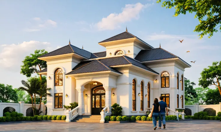 Raw photo,Masterpiece, high quality, best quality, authentic, super detail,
exterior, outdoors, house style indochine on the street ,aiaigroup
road,pavement, grass, trees, sky, cloud, (day:1.1)