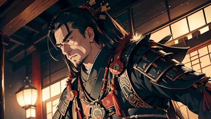 3The teachings of the book、Māori dollars、Wearing intricately designed traditional samurai armor、 Famous people in Japanese history、He has a stern look、Has an intimidating presence