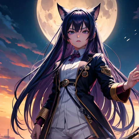 anime boy, with long hair and purple eyes standing in front of a full moon, anime wallpaper 4k, anime wallpaper 4 k, 4k anime wallpaper, anime style 4 k, hd anime wallaper, anime art wallpaper 4k, anime art wallpaper 4 k, anime wallaper, anime art wallpape...