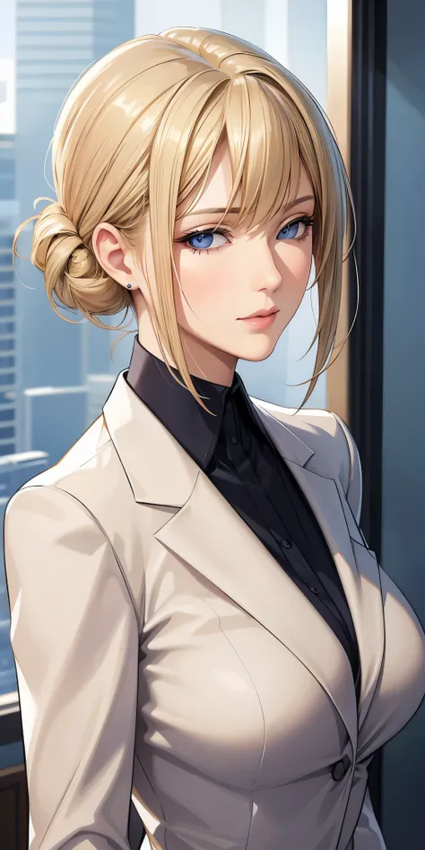 (masterpiece), Realistic, elegant mature woman, blonde, blue eyes, soft light, 4k resolution, high detailed, high quality, beautiful cg