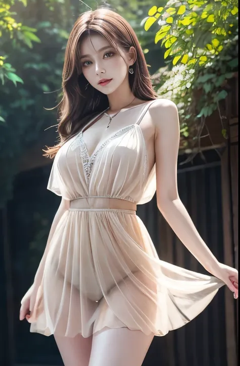 masterpiece, Ultra high definition, Top-class, Summer Dresses, Colored Hair, Outdoor, Magazine Cover, Sheer short skirt,, suspenders, Light tulle, Wide Hips, Narrow waist, Smooth, soft and delicate skin, Soft and fluffy lips, Physically Based Octane Render...