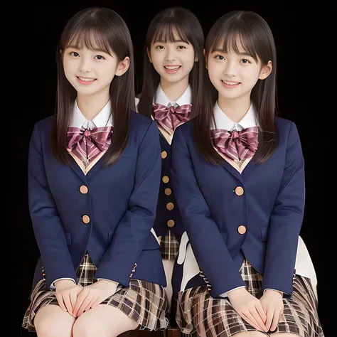 (Highest quality, masterpiece:1.2), Highest quality, High resolution, 1080P, 8k, height: 158cm, ((Seven noble, graceful and intelligent 14yo Japanese young idles who have a best proportion are seated and singing religious hymn chorus with opening their mou...