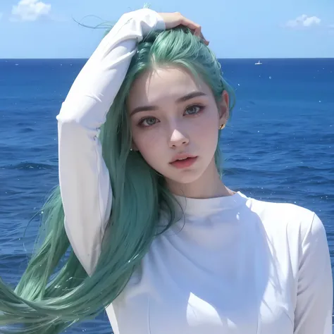 woman with mint green hair