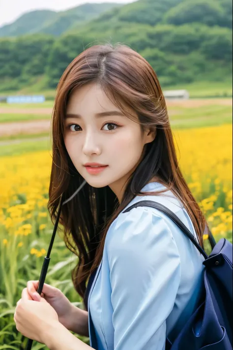 a close up of a woman holding an umbrella in a field, beautiful south korean woman, beautiful young korean woman, jaeyeon nam, korean girl, young adorable korean face, gorgeous young korean woman, portrait of female korean idol, wan adorable korean face, p...