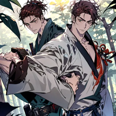 (Masterpiece , quality) ,(highly detailed) , (realistic, best quality)(solo)(Dense forest with complex details and high realism)
17-Year-Old Swordsman with a strong, masculine facial structure, featuring a chiseled jawline and high cheekbones. His skin ton...