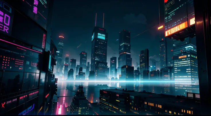 Picture of a cyberpunk city landscape, a cyberpunk city landscape environment, anime style, professional art, perfect composition, 8k, beautiful, intricate, details