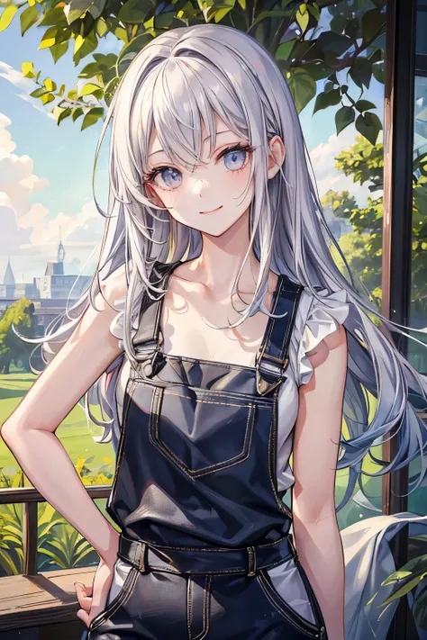 masterpiece,Highest quality,Very detailed,Looking to the side美少女,Completely naked,Overalls,(Looking to the side), teenager,Perfect Face,Beautiful and detailed eyes,Beautiful Skin,skinny,Dynamic,smile,farm