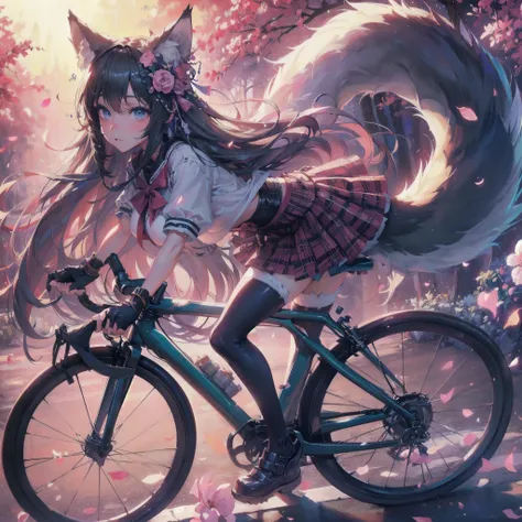  masterpiece, (textured skin), best quality, gorgeous beautiful, (a beautiful girl,wolf ears,wolf tail),detailed clothes,large breasts,narrow waist,, (beautiful face), cinematic lighting, (fantasy anime art ),