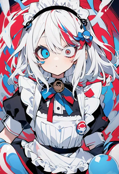 White Hair Girl、Maid、Odd Eye、Red and Blue