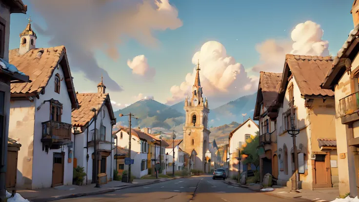 ((Best Quality)), ((masterpiece)), (LoRA Nijijourney V5 Furry Style), (horizontal) A golden dawn illuminates the cobblestone streets of Quito. The mountains surrounding the city look majestic, with its snowy peaks shining under the rising sun. on the horiz...